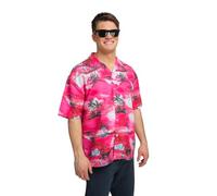 Wicked Costumes Mens Pink Palm Tree Hawaiian Shirt Fancy Dress Costumes - Small