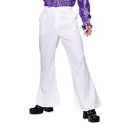 Wicked Costumes Mens White 70s Disco Flares with Pockets Fancy Dress Costume - Medium
