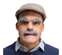 Wicked Costumes Old Man Grey Moustache & Eyebrow Set - Fancy Dress Accessory