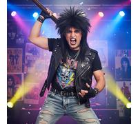 Wicked Costumes Adult 80's Black Rocker Fancy Dress Wig