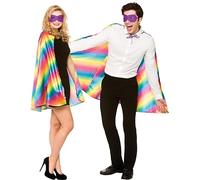 Wicked Costumes Unisex Rainbow Superhero Cape & Mask Fancy Dress Costume Accessory