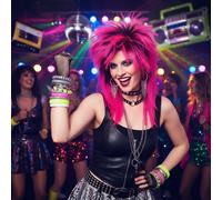 Wicked Costumes Women's 80s Spiky Pink Fancy Dress Wig