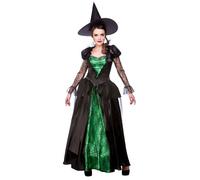 Wicked Costumes Womens Deluxe Emerald Witch Halloween Costume - Medium | Womens Emerald Witch Costume Deluxe Halloween Outfit Green Black Gothic Style