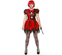Adult Female Horror ClownHalloween Fancy Dress Costume (Women: 14-16) Black, Red