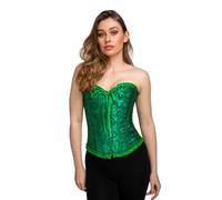 Wicked Costumes Womens Satin Corset Fancy Dress - Green, Medium 10-12