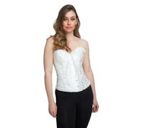 Wicked Costumes Womens Satin Corset Fancy Dress - White, Medium 10-12