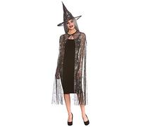 Wicked Costumes Witch Cape & Hat – Shimmering Spider Web – Adult Ladies
