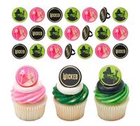 Wicked Cupcake Rings With Glinda And Elphaba, 24 Cupcake Toppers For Cakes, Birthday's, Celebrations, Food Safe Cake Decorations - 24 Pack