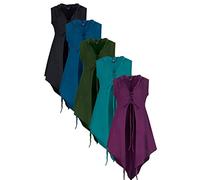 Wicked Dragon Long lace up hooded waistcoat (Green, Small/Medium)