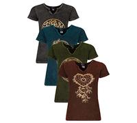 Wicked Dragon Short sleeve hippie top (Charcoal, S/M)