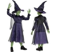 Wicked Elphaba Kids Fancy Dress, Includes Detailed Hat and Outfit with Mesh Cape