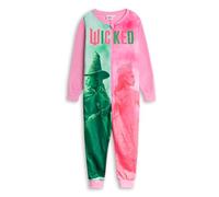 WICKED Elphaba Glinda Girls Pink Microfleece Zip-Up Onesie | Long Sleeve Sleepwear & Loungewear | Crew Neck Character Nightwear for Kids Merch - 9-10 Years
