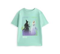 Wicked Elphaba & Glinda Mint Green Short Sleeve Graphic Tee | Girls Crew Neck Top with Decorative Border Frame & Gradient Graphic Merch - 7-8 Years