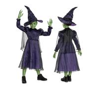 Wicked Elphaba Kids Fancy Dress, Includes Detailed Hat and Outfit with Mesh Cape