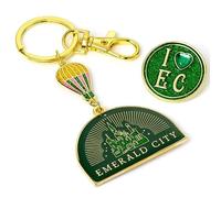 Wicked Emerald City Hot air Balloon Keyring & Pin badge Gift Set - Alloy / Zinc / Copper / Aluminium