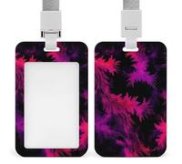 Wicked Feather Tie-Dye Fashion ID Badge Holder Sliding Vertical Name Tag Card Protector with Lanyard