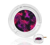 Wicked Feathers Tie-Dye Round Glass Ashtray Washable Simple Ash Trays
