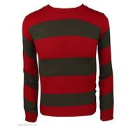 Wicked Fun Mens Stripe Long Sleeve Freddie Jumper (Large, Red & Green)