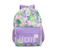 WICKED Girls Purple Graphic Print Backpack | Zip-Up School Bag for Carrying Books | Icons Design for Back to School | Kids Movie Merchandise Merch