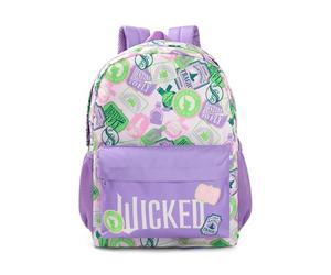 Wicked Girls Purple Graphic Print Backpack | Zip-Up School Bag for Carrying Books | Icons Design for Back to School | Kids Movie Merchandise Merch