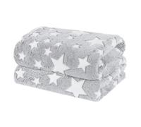 Wicked Gizmos Glow In The Dark Blanket Grey Soft Plush Fleece Throw With Luminous Star Print Cozy Lightweight And Machine Washable