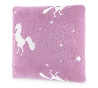 Wicked Gizmos Glow In The Dark Cushion Pink Super Soft Plush Fleece Pillow With Unicorn Print For Bed Sofa Couch And Bedroom Comfort