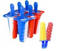 Wicked Gizmos Silicone Ice Lolly Moulds with Sticks - 6 Twister-Shaped Popsicle Mould - BPA Free Ice Pop Maker, Dishwasher Safe, for Kids, Summer Treats, Juice, Yoghurt & Smoothies (Tricolour)