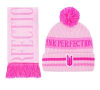 Wicked Glinda Beanie Hat and Scarf Set, Adult Cuffed Knit Cap with Pom, Pink, One Size, Pink, One size