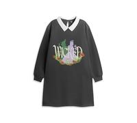 Wicked Glinda & Elphaba Girls Grey Sweatshirt Dress | Long Sleeve Collared Design Text | Casual Wear for Kids | Comfortable Loungewear for Playtime Merch - 11-12 Years