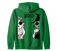 Wicked Glinda Elphaba Split Portrait Fashion Zip Hoodie