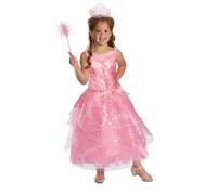 Wicked Glinda Fancy Dress for Kids & Toddlers, Officially Licensed by Disguise, Inspired by Glinda Dancing Through Life, Sparkling Details, Layered Skirt, Includes Wand and Crown, for Ages 7-8 years