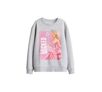 Wicked Glinda Upland Pink Wand Kids Sweatshirt, Athletic Heather in Grey | Size: 7-8 Years Wicked Grey 7-8 Years