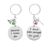 Wicked Keychain, Wicked The Musical Keychain, Because I Knew You I Have Been Changed for Good Friendship Keychain Wicked Gifts for Sister BFF, Sliver