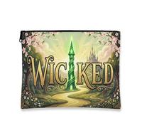 Wicked Makeup Bag, Fantasy Floral Cosmetic Travel Pouch for Women, Portable Canvas Zipper Organizer, Spring Skincare Toiletry Bag, Green, 7x9 Inch, Wicked
