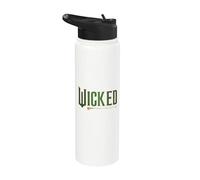 Wicked Movie Logo Elphaba Green and Gold Broom Stainless Steel Insulated Water Bottle
