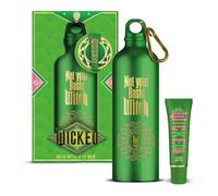 Wicked “Not Your Basic Witch” Gift Set - Green Metal 750ml Water Bottle with Carabiner Clip & Green Tea Lip Balm - Fun Witchy Accessories & Self-Care Kit