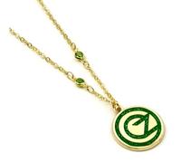 Wicked Oz Logo Necklace - Gold & Green - 40cm Chain with Green Crystals - Official Licensed Jewellery