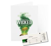 Wicked The Musical Themed Birthday Card with Ticket Style Insert - Something Wicked Awaits You Inside Message