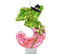 Wicked-Themed Birthday Number Candle - Pink & Green Glitter Candle with Holder for Cake | Magical Party Decor for Girls, Teens, Theatre Fans, Broadway Lovers, Witch Party Supplies-3