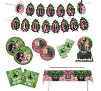 Wicked-Themed Witch Birthday Decorations 30PCS Magical Theme Party Supplies, Multicolored Party Decoration, Includes Birthday Bunting, Tablecloth, Big Cake Topper, Cups, Paper Napkins and Plates