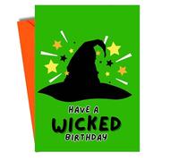Wicked Witch Birthday Card Funny Magical Hat Star Illustration Halloween Style For Her Him Friend Sister Brother Wizard JBS29