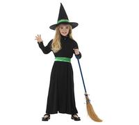 Wicked Witch Black and Green Girls Fancy Dress Costume Kids Small - Age 4-6