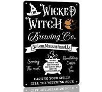 Wicked Witch Brewing Co Metal Tin Sign Funny Vintage Poster Halloween Sign for Home Farmhouse Halloween Party Wall Art Decor 8x12 Inch