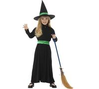 Wicked Witch Girls Fancy Dress Spooky Halloween Kids Childs Witches Costume