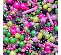 Wicked witch pink and green black edible sprinkles for cupcake cake toppers biscuits pearls decoration 100s 1000s party decoration team glinda elphaba baking WICKED