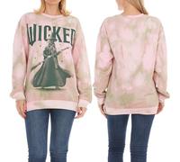 Wicked womens Wicked Elphaba Women’s, Ladies & Juniors Printed Wash Crewneck Sweatshirt, Pink-combo, XXL