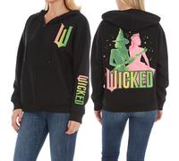 Wicked womens Wicked Glinda & Elphaba Women’s, Ladies & Juniors Black Zip Multi-hit Hoodie, Black, Medium