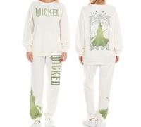 Wicked Women's Wicked Women’s, Ladies & Juniors Off-white 2-piece Crewneck & Jogger Set With Screen Print & Iridescent Rhinestones Sweatshirt & Jogger Set (pack of 2)