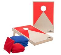 Wicked Wood Cornhole Set - 90x60cm - Blue Design - Solid Wood - ACL REC Licensed - Incl 2x4 Official Bags (Red/Blue) (Red)