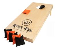 Wicked Wood Cornhole Starting Kit - One board - Official Size - 4' x 2' or 3' x 2' - 2x4 Bags Orange & Black Included - Wicked Wood Logo - Perfect Finish - ACL License